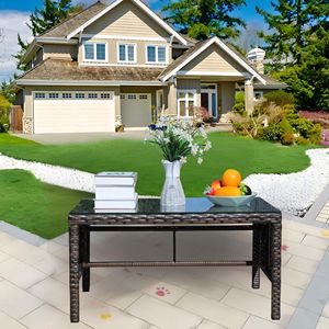 Outdoor Patio Furniture <b>Clear</b> Tempered Glass Coffee <b>Table</b> Single Piece Set - Product Image 4