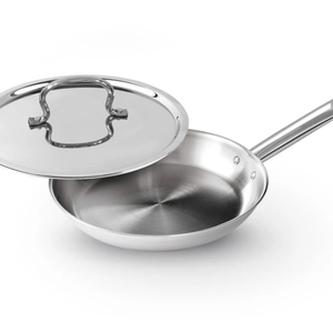 Professional Stainless Steel Deep Fry <b>Pan</b> with Lid <b>Induction</b> Compatible Tri-ply Fry <b>Pan</b> for Commercial & Home Kitchen Use - Product Image 4
