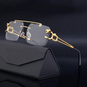 Trendy Unisex Rimless Luxury Designer <b>Sunglasses</b> Black Square Fashion Metal UV400 Gradient <b>Sunglasses</b> with PC Lenses - Product Image 4