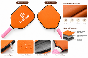 Orange Pickleball Paddle <b>Bag</b> Microfiber Leather Waterproof Carry Case for Everyone All Seasons Trendy Design - Product Image 5