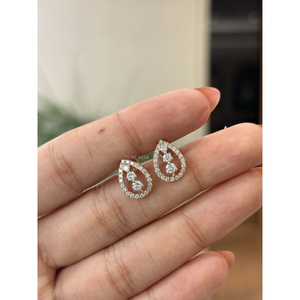 Modernos Pendientes Colgantes con Halo de Perlas y Diamantes Redondos de 0.65 Ct, Oro de 14K, Joyería Fina para Mujer, Diseño Personalizado de Fabricante - Product Image 3