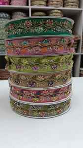 Dentelle en tulle brodée de paillettes colorées personnalisées, motif camouflage, style professionnel, largeur 1 pouce, pour mariée, vente en gros - Product Image 5