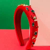 Serre-tête de Noël orné de strass, bandeau Alice festif, accessoires de cheveux de fête pour femmes