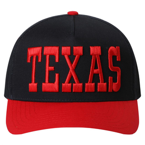 Texas Embroidered 6-Panel Snapback <b>Cap</b> Black Red Contrast Unisex Adjustable Twill Baseball Hat Casual Streetwear Style - Product Image 1