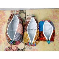 Pochette de maquillage vintage à motif de pompons, écologique, douce, grande capacité, logo personnalisé, coton Kantha, fermeture éclair, Rajasthan