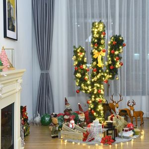 Árbol de Navidad con Luces LED y Adornos de Bolas, 5/6/7 Pies, Cactus Artificial de PVC, Decoración Navideña Única - Product Image 6