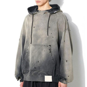 Solid Custom Distressed Wash <b>Pullover</b> Hoodie Relaxed Fit Streetwear Heavyweight Cotton Supplier Wholesale - Product Image 6