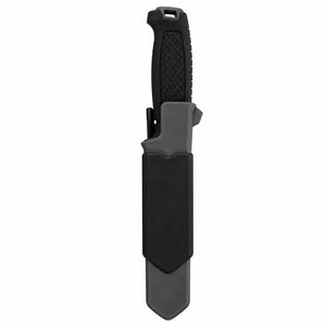 Cuchillos de exterior de hoja fija en negro y gris con hoja plateada, agarre ergonómico texturizado, funda protectora y presilla para cinturón - Product Image 2