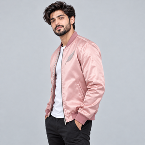 Mens Designer <b>Rhinestone</b> Satin <b>Jacket</b> Premium Shiny Crystal Decoration Stylish Bomber Coat Fashion Hip Hop Streetwear Luxury - Product Image 2