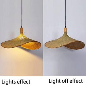 Lámpara de Techo LED Moderna Hecha a Mano con Forma de Sombrero de Bambú Tejido, Luz Blanca Cálida para Mesa de Comedor o Restaurante - Product Image 4