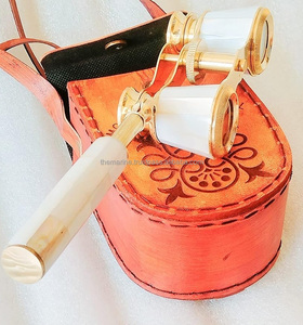 Binocular de cristal de ópera de nácar de latón marino hecho a mano con caja de cuero grabada decorativa para regalo para seres queridos. - Product Image 1