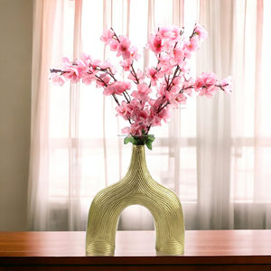 Jarrón Decorativo Moderno de Aluminio Dorado de Primera Calidad |   Jarrón Ecológico para Flores de Boda, para Flores Secas de Pampas |   Oficina en casa - Product Image 6