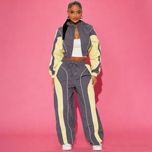 Conjunto de chándal de nailon para mujer, chaqueta con cremallera, ligero, impermeable, transpirable, cortavientos, chándal de entrenamiento, ropa deportiva, conjunto deportivo - Product Image 3