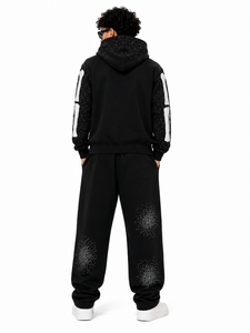 Two Piece Custom Rhinestone Tracksuit Set Zip <b>Hoodie</b> Jogger Pants Streetwear Style Sparkle Embellished Matching Casual Apparel - Product Image 2