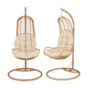 Silla Colgante de Ratán con Cojín, Columpio de Patio para Exteriores, Diseño Contemporáneo para 1 Persona - Product Image 4