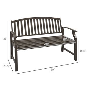 Per Outsunny 46 \ "panca da giardino esterna in metallo marrone in legno-Look doghe mobili per giardino Patio Park Lawn Deck Yard - Product Image 3
