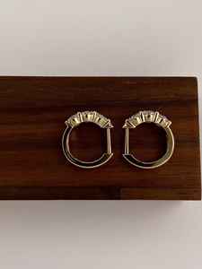 Lab Grown Three Oval Cut Diamonds Huggie <b>Hoop</b> <b>Earrings</b> with 14K <b>Solid</b> Gold Jewelry Engagement for Womens Charm Gift - Product Image 4