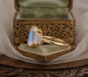 Anillos de Esmeralda Hechos a Mano de Alta Calidad, Anillos Ajustables Abiertos con Forma de Piedra Lunar Retro, Chapados en Oro, con Piedras Facetadas para Mujer - Product Image 3