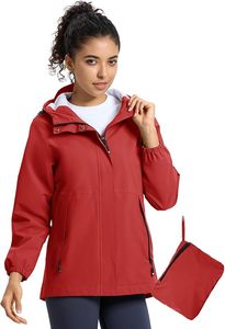 Chaqueta cortavientos impermeable con capucha, informal, estilo urbano, con bloques de color, plegable, para viaje. - Product Image 2
