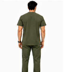 Uniforme médico para hombre, conjunto de 2 piezas, pantalones tipo jogger, transpirable, con spandex, ropa de trabajo para médicos y enfermeros, moderno y duradero. - Product Image 2
