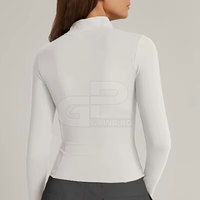Veste de yoga confortable pour femme, manches longues, séchage rapide, tissu extensible, coupe ajustée, fermeture éclair, veste de sport pour la course à pied