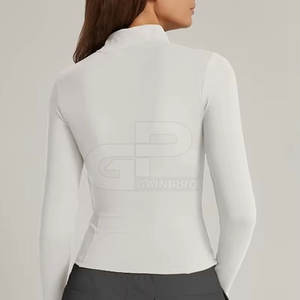 Chaqueta de yoga cómoda para mujer, de manga larga, de secado rápido, tela elástica, corte ajustado, con cremallera, para correr - Product Image 3