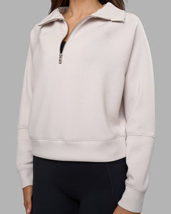 2026 OEM Sweat à capuche polaire personnalisable pour femme, grande taille, demi-zip avec fermeture éclair métallique et logo - Product Image 4