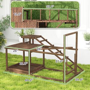 Juego de actividades de madera para gallinas, juguete interactivo y de movimiento para mascotas con percha, columpio, escalera, plataformas, comedero y almacenamiento. - Product Image 2