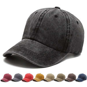 Casquette de baseball non structurée en denim de coton délavé avec logo brodé personnalisé, ajustable, 6 panneaux, style Dad Hat - Product Image 1