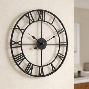 Large Metal Wall <b>Clock</b>, Minimalist Roman Numeral Silent Timepiece, Industrial Living Room Decor - Product Image 5
