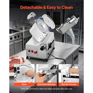Rebanadora de Carne Comercial de Acero al Carbono de 10 Pulgadas, 180W+370W, Totalmente Automática, con Afilador Incorporado, Grosor Ajustable de 0-0.3 Pulgadas - Product Image 6