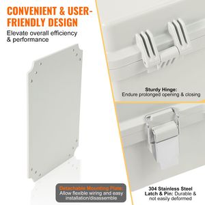 "IP55-rated ABS <b>Plastic</b> Electrical <b>Enclosure</b> Box with Hinged Cover & Stainless Steel for Outdoor Use" - Product Image 5