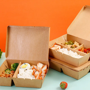 Envases de comida rápida para llevar al por mayor, cajas para ensaladas, cajas de almuerzo de papel kraft marrón reciclado desechables para restaurantes - Product Image 6