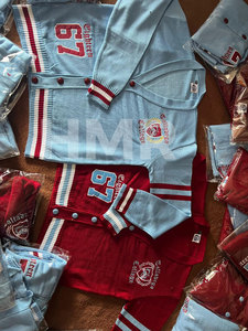เสื้อคาร์ดิแกนถักสีฟ้าอ่อน คอวี แขนยาว พร้อมตัวเลขสีแดง สไตล์ Preppy สำหรับใส่ลำลอง ของชมรมนักเรียนหญิง HMR - Product Image 6