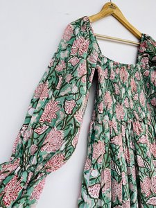 Femmes filles imprimé pur coton Maxi robe indien bloc imprimé décontracté été soirée à la mode en gros longue Midi en vrac - Product Image 3