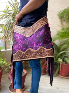 กระเป๋าสะพายข้างหนังสไตล์โบโฮประดับพู่สำหรับผู้หญิงกระเป๋าถือช้อปปิ้งมีพู่ทำจากหนังโลหะงานแกะสลักด้วยมือจริงแบบตะวันตก - Product Image 3