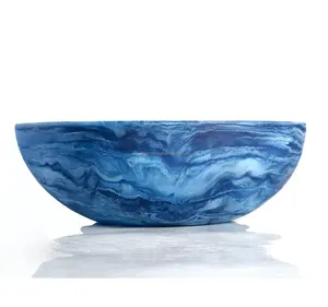 Grand bol de service en résine de haute qualité magnifiquement conçu bleu ciel turquoise bol en résine en forme de style unique technique polie - Product Image 2