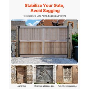 Kit di costruzione cancello regolabile anti-cedimento con telaio in legno, altezza 2,4 m, per aperture larghe 90-150 cm, recinzione alta 1,8-2,1 m - Product Image 2