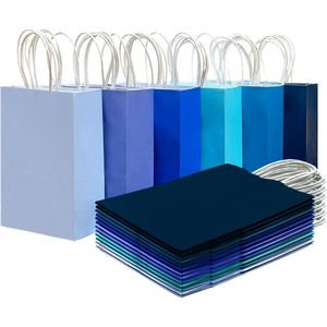 Sacchetti regalo blu 11x5x8 (30 pezzi) - Confezione media con 6 colori e manici, multiuso - Product Image 3