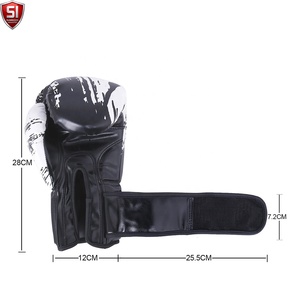 Gants de boxe en cuir PU noir et blanc, équipement d'entraînement durable, sangle de poignet réglable - Product Image 4
