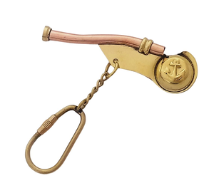 <b>Vintage</b> Brass Anchor Whistle Keychain Nautical Marine Whistle <b>Key</b> Ring Handmade Maritime Gift Collectible Accessory - Product Image 5