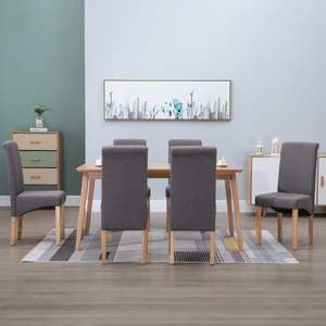 Juego de 6 sillas de comedor de tela color taupe - Product Image 1