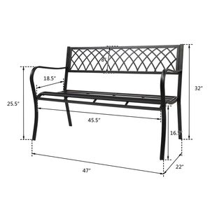 Panca da Esterno in Ferro e Legno Stile Antico 47 Pollici Nera Spedizione Gratuita - Product Image 6