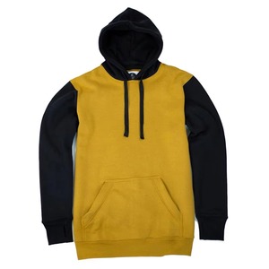 Sweat à capuche raglan personnalisé pour homme, couleur moutarde et noir, manches contrastées, en polaire, coupe oversize, style streetwear - Product Image 1