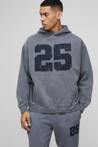 OEM Logo personnalisé 100% coton imprimé à capuche pantalon vente chaude surdimensionné gris délavé à capuche survêtement lavage pigmenté 500gsm d'épaisseur - Product Image 2