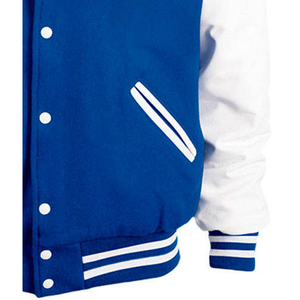 2026 <b>Men's</b> Black Varsity <b>Jacket</b> with White Sleeves Preppy Style Zipper Closure Solid Color <b>Canvas</b> - Product Image 6