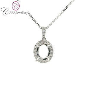 Vente en gros 18K AU750 or rose classique simple pendentif Halo montage véritable 9.3X7.2MM forme ovale en diamant naturel-cadeau parfait - Product Image 1