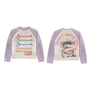 Camiseta de Manga Larga con Gráfico Vintage Personalizado |   Top de punto gofrado estilo grunge |   Fabricante de Mangas para Ropa Urbana OEM - Product Image 1