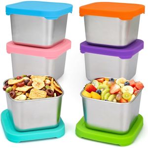 Contenitori per Snack in Acciaio Inox da 6 oz con Coperchi in Silicone, Ermetici e Facili da Aprire, Set da 6 Pezzi - Product Image 1