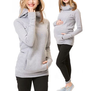 Hauts d'allaitement pour femmes enceintes, sweat-shirt à capuche avec fermeture éclair latérale et poches, sweat-shirt de grossesse pour femmes - Product Image 1
